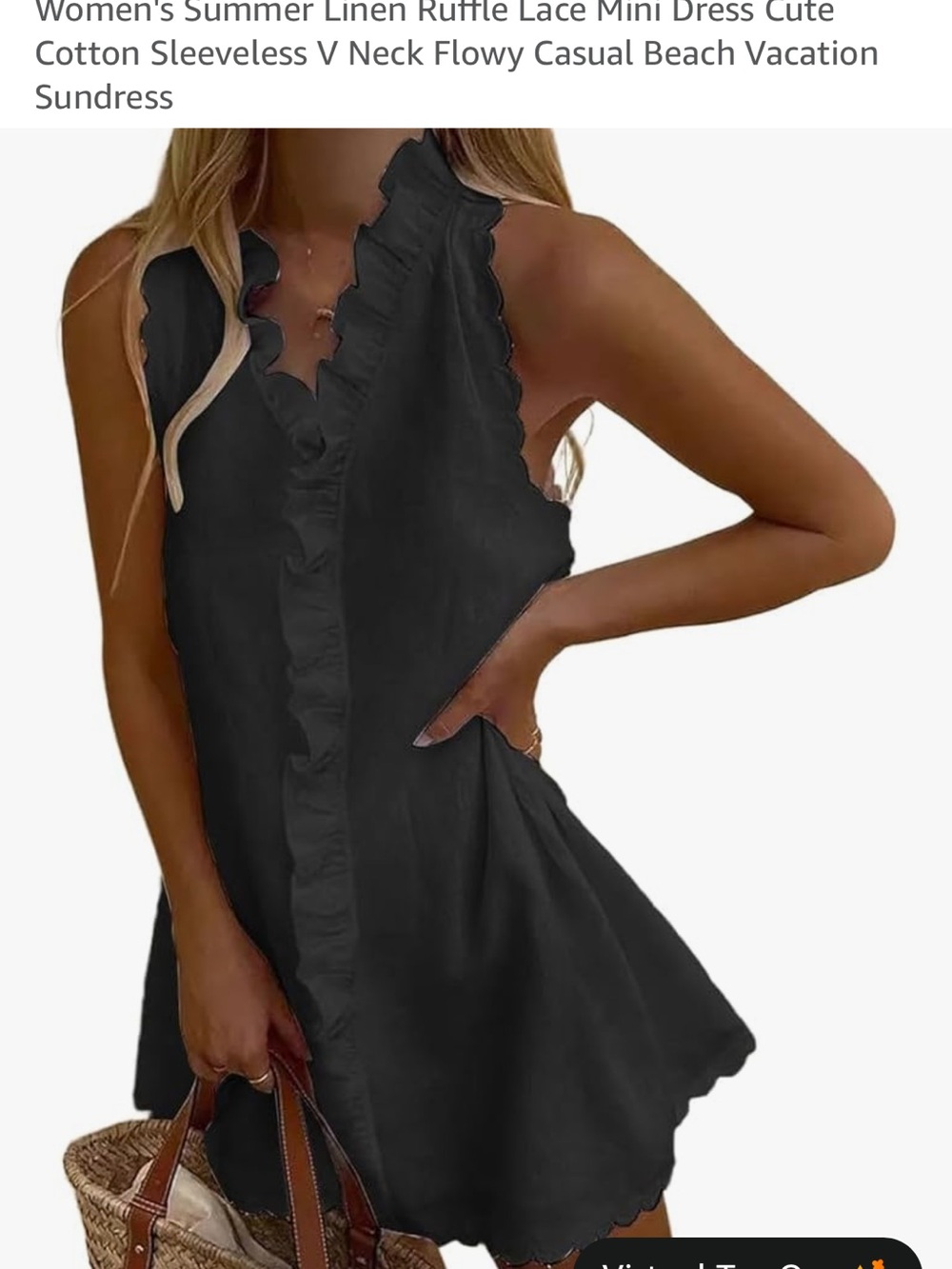 Women's Ruffle V-Neck Mini Dress - Black